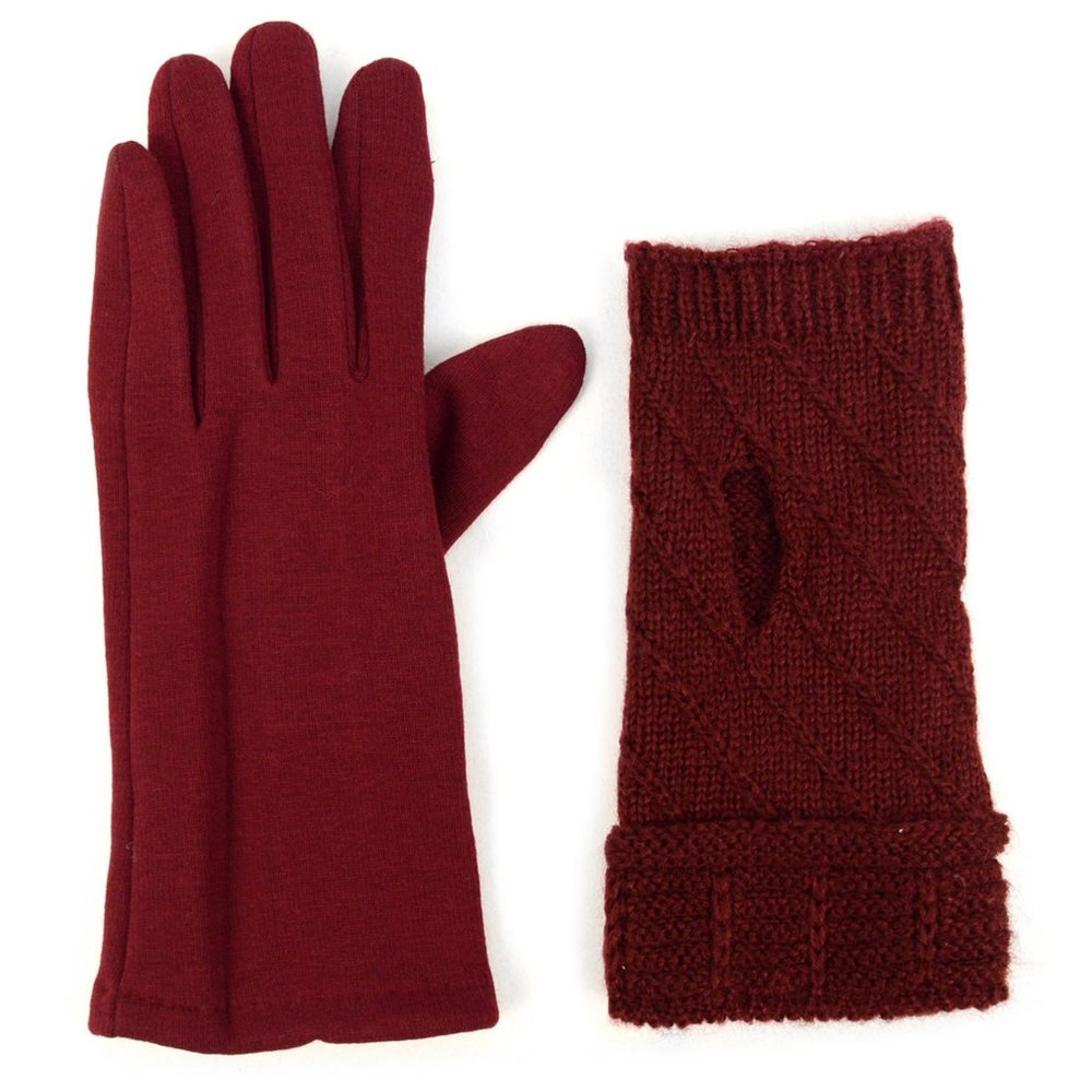PINK Double Layer Knitted Touch Screen Gloves - Picture 3 of 4